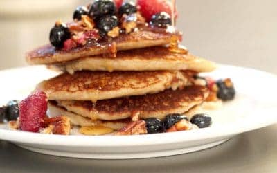 Buckwheat Almond Flour Pancakes with Berry Compote