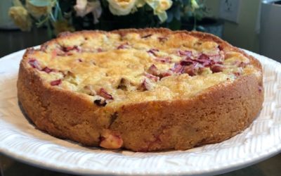 Lemon Custard Rhubarb Cake