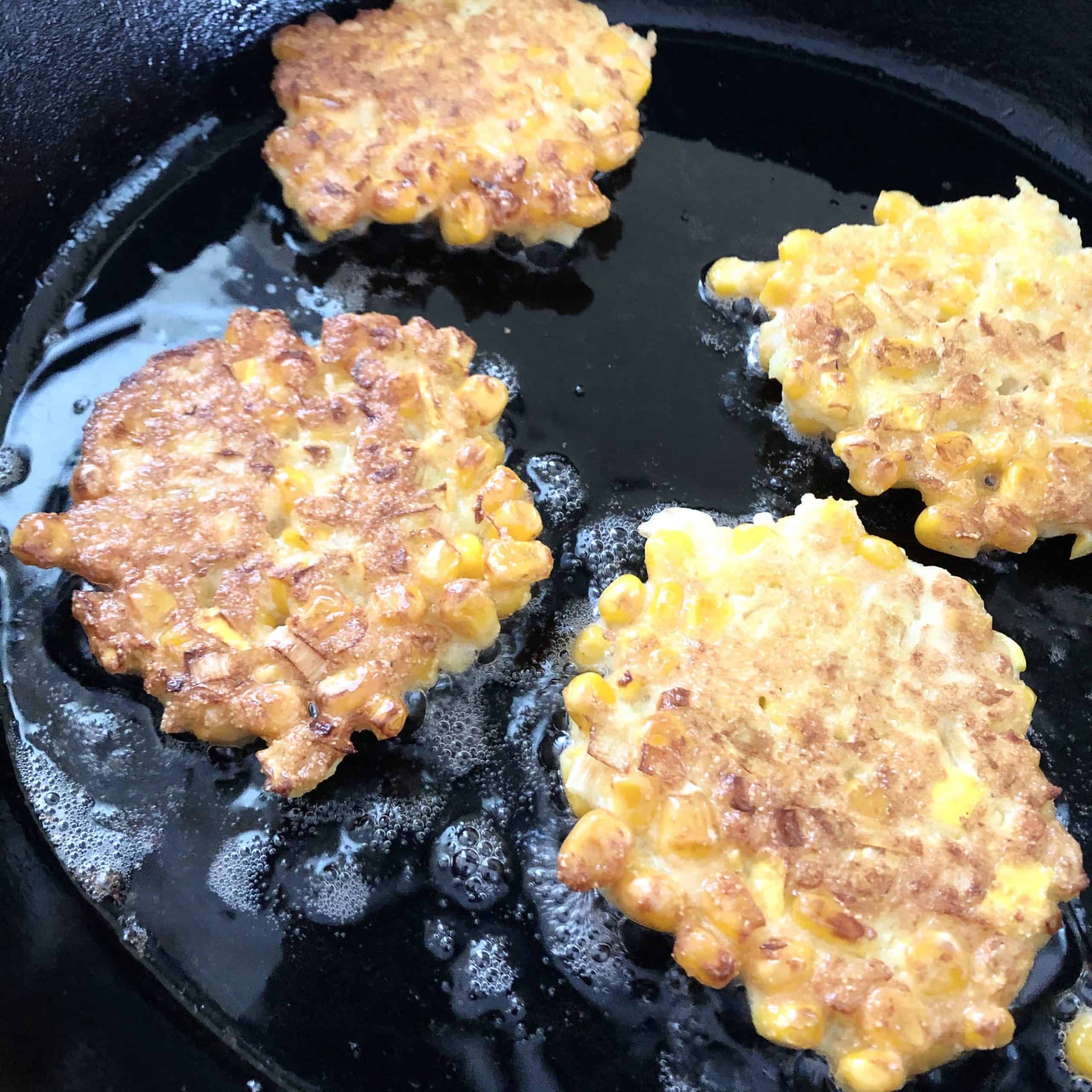 Corn Fritters Frying