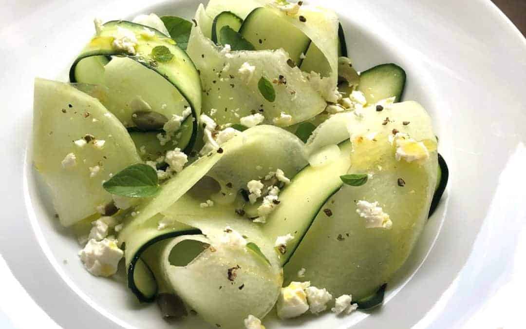 Shaved Cucumber and Honeydew Greek Salad