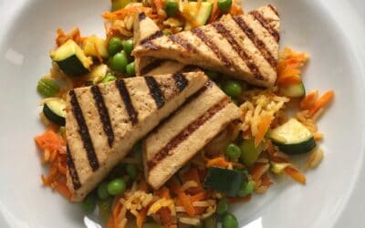 Grilled Tofu Triangles with Fried Rice