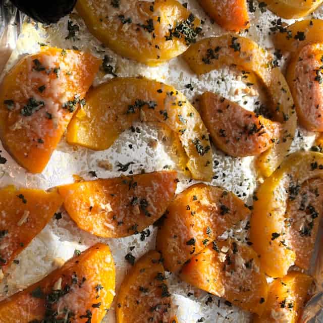 cooked squash on pan