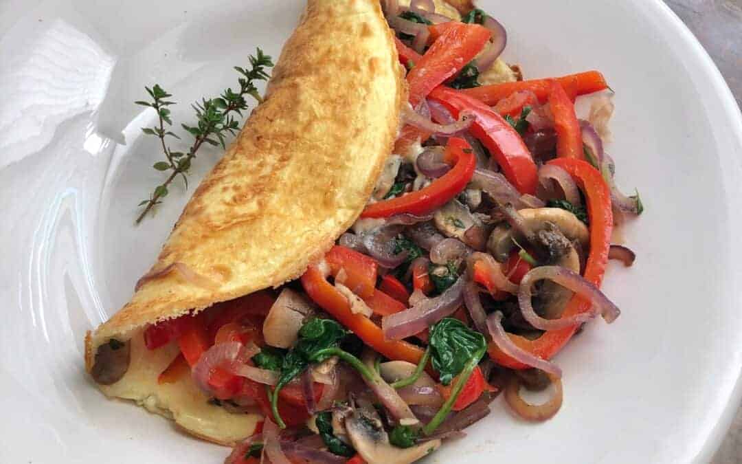 Veggie Thyme Over-stuffed Omelet for Two