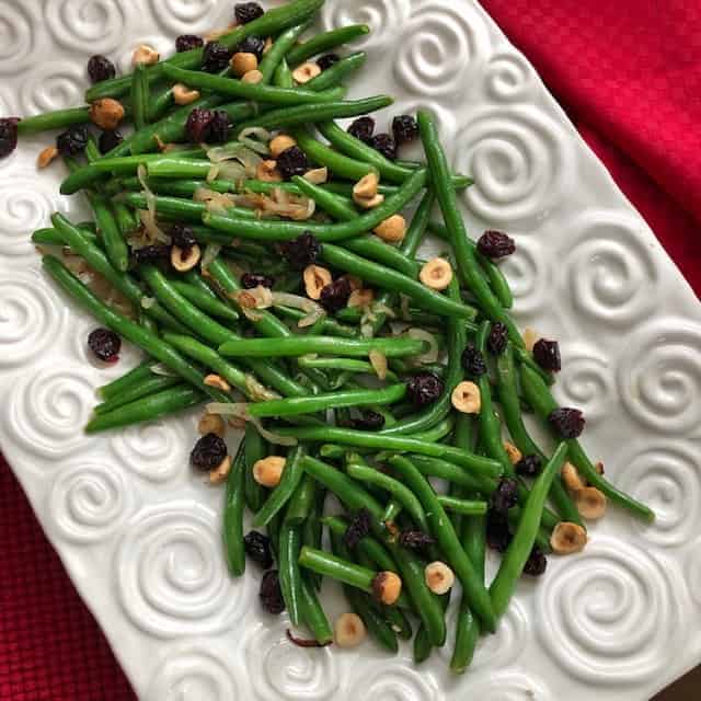 Green Beans with Dried Cranberries and Hazelnuts