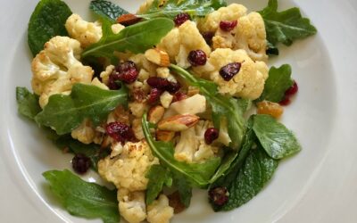 Warm Cauliflower Mint Salad with Cranberry Vinaigrette