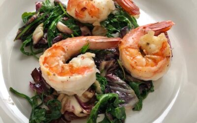 Chipotle Shrimp with Minty Bitter Greens