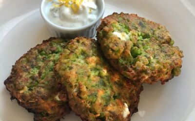 Sweet Pea Feta Cakes with Yogurt Sauce