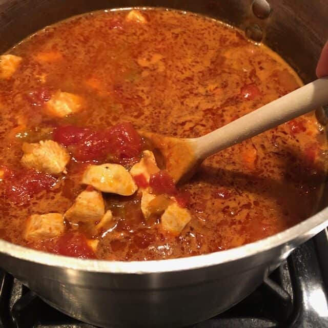 tortilla soup in pot