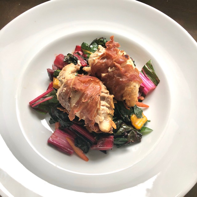 Prosciutto Wrapped Chicken with Chard