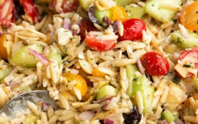 Greek Layered Pasta Salad with Tuna