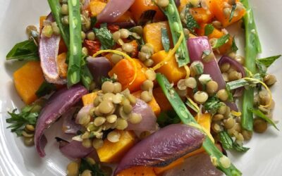 Warm Lentil Salad with Roasted Butternut Squash and Green Beans