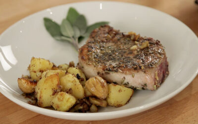 Porchetta-Seasoned Pork Chops with Chestnut and Potato Dressing