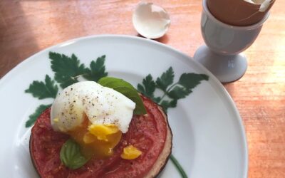 Mediterranean Baked Eggplant with a Poached Egg