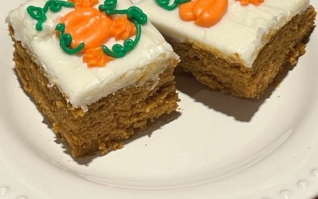 Pumpkin Cake Bars with Cream Cheese Frosting