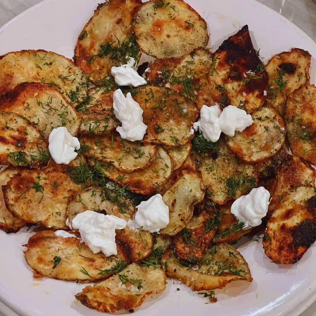 Dilly Oven Potatoes with Sour cream