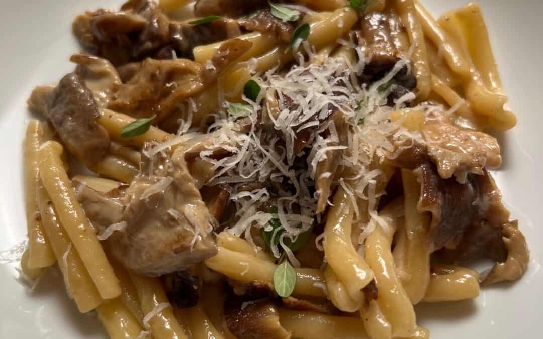 Mushroom Fricassee with Casarecce and Parmesan Cream